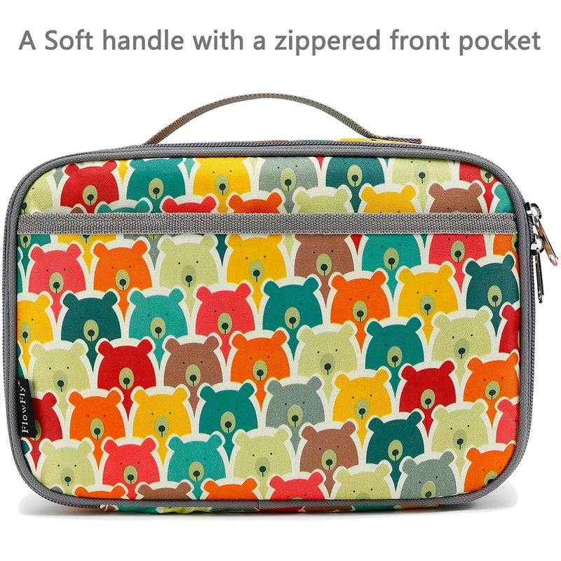 FlowFly Kids Lunch box Insulated Soft Bag Mini Cooler Back to School Thermal Meal Tote Kit for Girls, Boys, Bear - Image 2